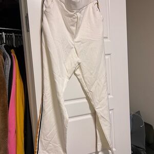 Zara White Joggers with Black and yellow Side Stripes